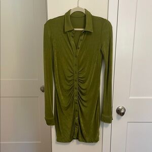 Stylish green button dress